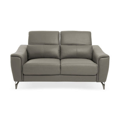 2 Seater Grey Leather Sofa, Padua