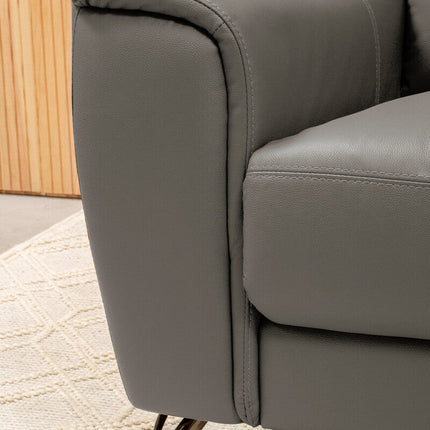 2 Seater Grey Leather Sofa, Padua