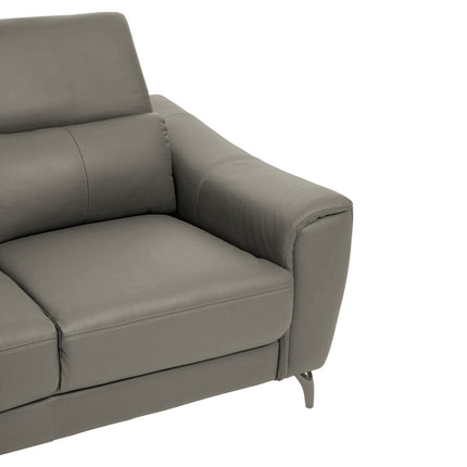 2 Seater Grey Leather Sofa, Padua