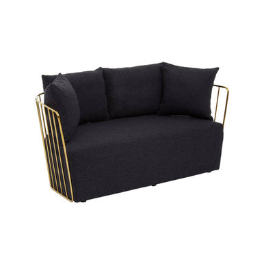 2 Seater Black Fabric Sofa, Azalea