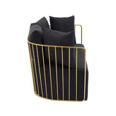 2 Seater Black Fabric Sofa, Azalea