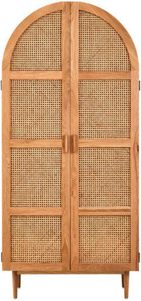 Lyon Rattan and Oak Wood 2 Door Wardrobe