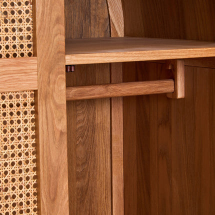 Lyon Rattan and Oak Wood 2 Door Wardrobe
