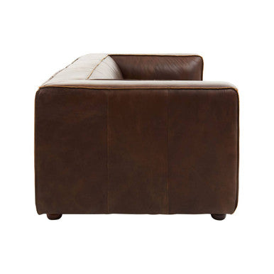 3 Seater Antique Brown Leather Sofa, King
