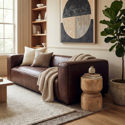 3 Seater Antique Brown Leather Sofa, King