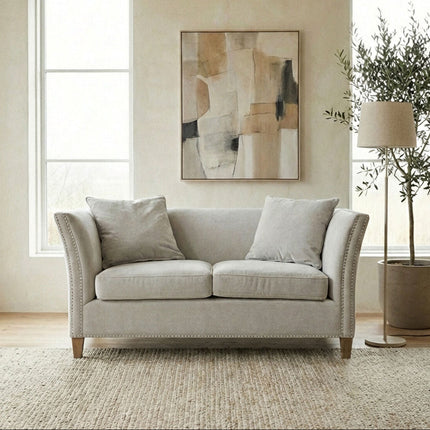 2 Seater Grey Fabric Sofa, Sutton