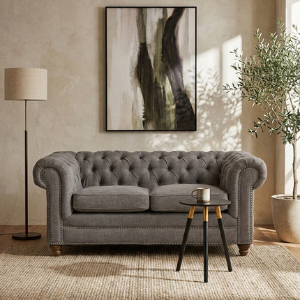 2 Seater Grey Linen Sofa, Stella