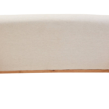 2 Seater Armless Cream Textured Linen Sofa with Wood Base, Parova