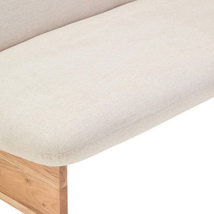 2 Seater Armless Cream Textured Linen Sofa with Wood Base, Parova