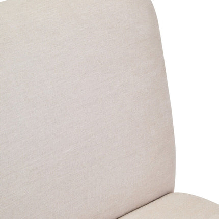 2 Seater Armless Cream Textured Linen Sofa with Wood Base, Parova