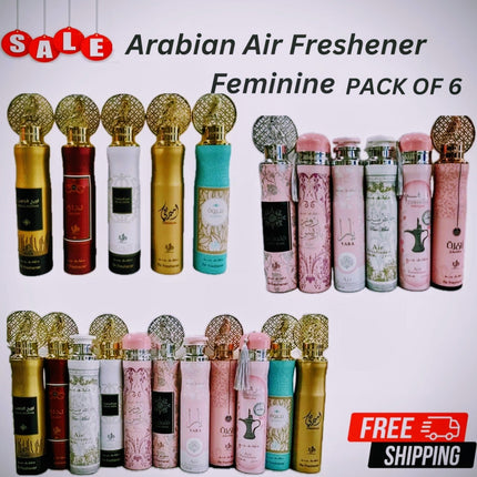 Arabian Air Freshener 6 x 300ml Long Lasting Room Spray Choose 6 Mix And Match