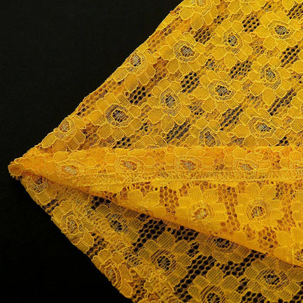 Mlaiscsr Yellow Birthday Prom Floral Lace Puff Sleeve See-Through Midi Dresses