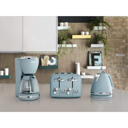 De'Longhi Argento Flora KBX3016.AZ Kettle, 360 Swivel base & cord storage, Blue