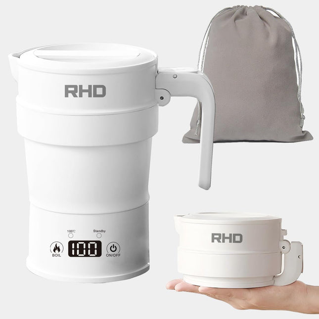 RHD 0.7L Foldable Electric Kettle, Portable Camping Kettle with with Real-time Temp Display,Collapsible Travel Kettle,Silicone Boiling Kettle