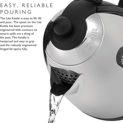 Dualit Lite Kettle - 1.5L Jug Kettle - Polished with Black Trim, High Gloss Finish - Fast Boiling Kettle by Dualit - 72010, Black