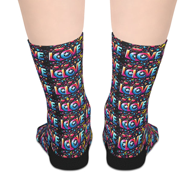 One Love Colorful Love Pattern Mid-Length Socks - Fun & Playful Gift for Any Occasion