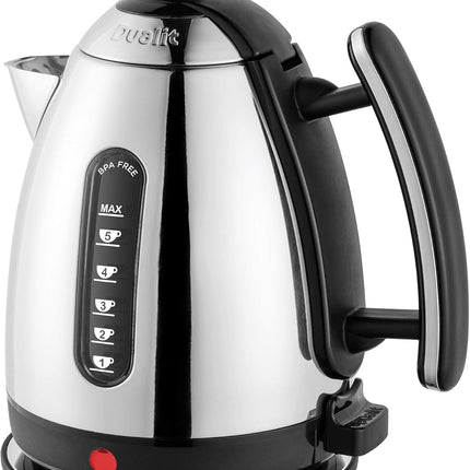 Dualit Lite Kettle - 1.5L Jug Kettle - Polished with Black Trim, High Gloss Finish - Fast Boiling Kettle by Dualit - 72010, Black