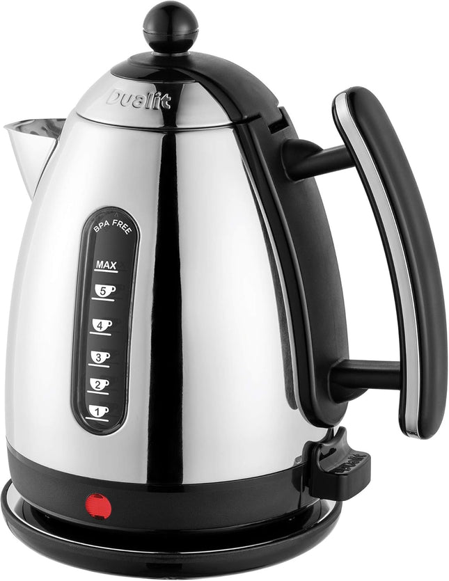 Dualit Lite Kettle - 1.5L Jug Kettle - Polished with Black Trim, High Gloss Finish - Fast Boiling Kettle by Dualit - 72010, Black