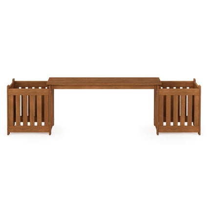 Furinno Outdoor Planter Box with Seater, Wood, Natural, 173.99 (W) x 45.46 (H) x 40.13 (D) cm