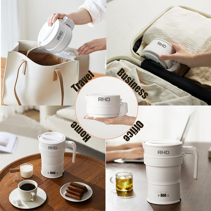 RHD 0.7L Foldable Electric Kettle, Portable Camping Kettle with with Real-time Temp Display,Collapsible Travel Kettle,Silicone Boiling Kettle
