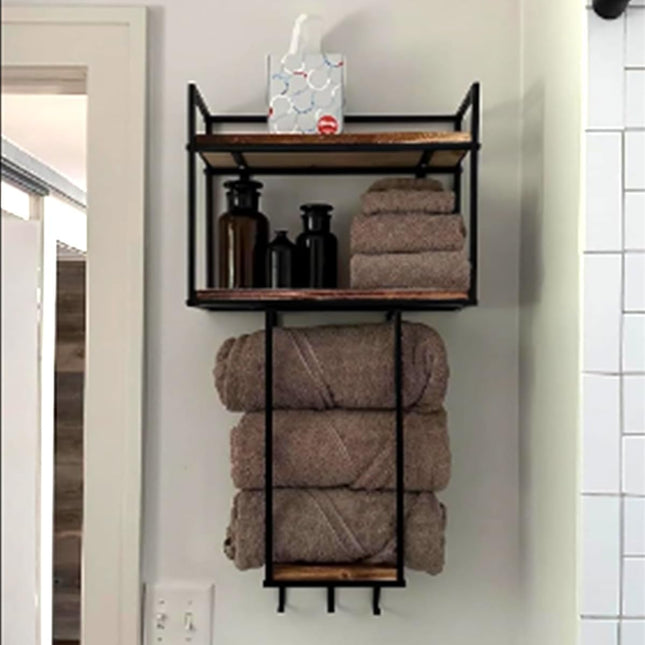 BOOXMIMI Towel Rack Wall Mounted with 3 Hooks - Large Capacity,Versatile Bathroom Towel Storage - Ideal for Small Bathrooms, Hotels, and Spas - Sturdy