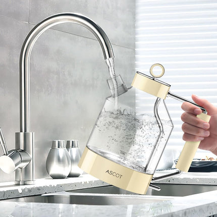 Electric Kettle, ASCOT Glass Electric Tea Kettle 1.5L 2200W Tea Heater & Hot Water Boiler, Borosilicate Glass, BPA-Free, Auto Shut-Off, Boil-Dry