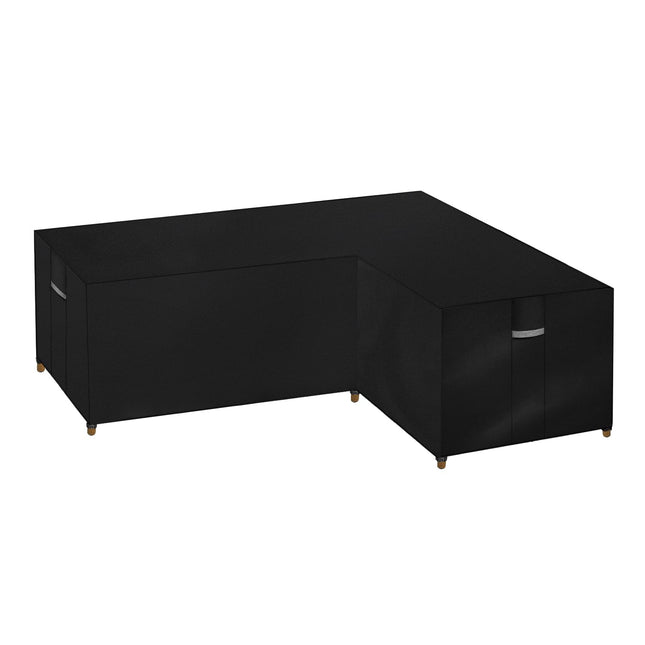 Dokon L-Shape Garden Furniture Covers Waterproof Heavy Duty 600D Oxford Fabric Windproof Anti-UV Outdoor Rattan Corner Sofa Cover with Air Vent, Patio