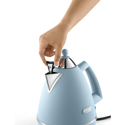 De'Longhi Argento Flora KBX3016.AZ Kettle, 360 Swivel base & cord storage, Blue