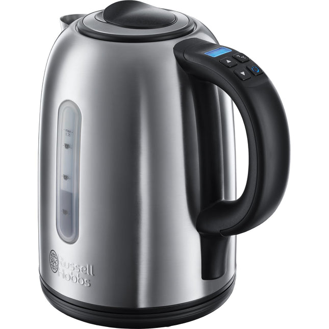 Russell Hobbs Electric Kettle (For Hot Water, Tea or Coffee, 1.7L, Brushed stainless steel, Quiet boil & digital temperature technology, Perfect pour)