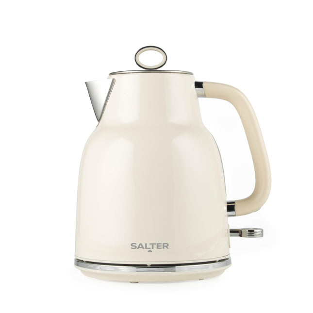 Salter EK5737CRM Retro 1.7 L Kettle  3KW Rapid Boil, 360 Base, Removable Limescale Filter, Cordless, Water Level Window, Blue Indicator Light, Boil