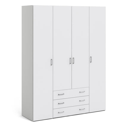 Space Wardrobe - 4 Doors 3 Drawers in White 2000