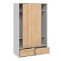 Line Wardrobe with 2 Doors 2 Drawers in White and Jackson Hickory Oak