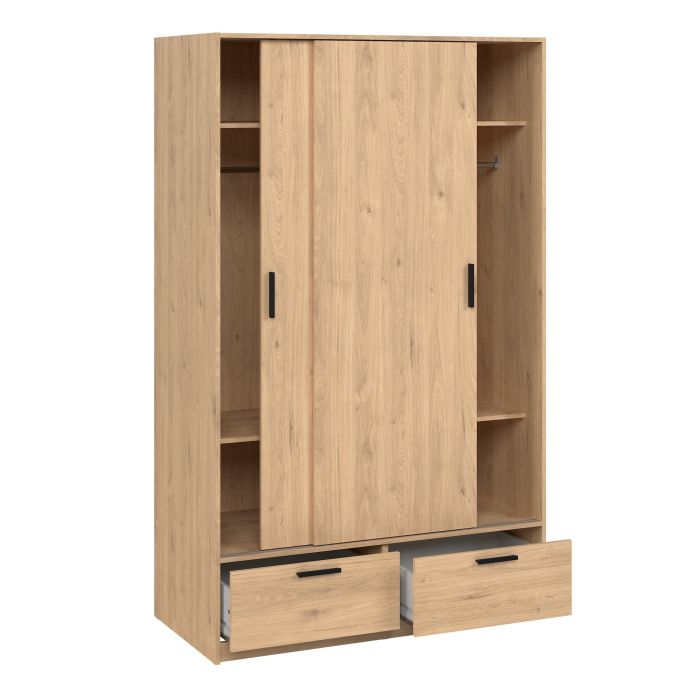 Line Wardrobe with 2 Doors + 2 Drawers in Jackson Hickory Oak