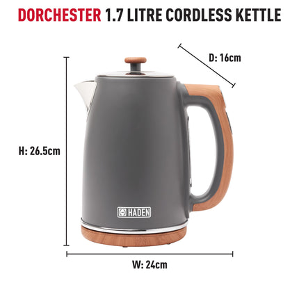 Haden Dorchester Temperature Control Kettle  1.7L Digital LCD Display - 3000W Fast Boil Cordless 360 Base BPA-Free and Easy to Clean
