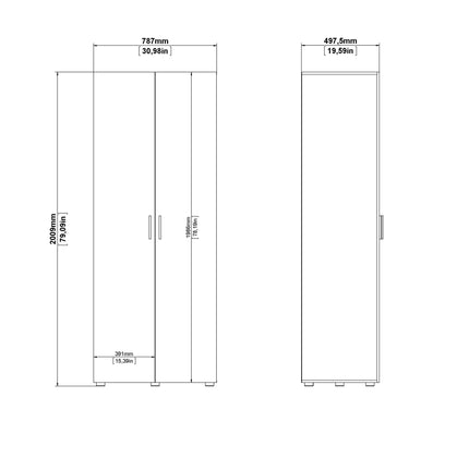 Pepe Wardrobe with 2 Doors in Black