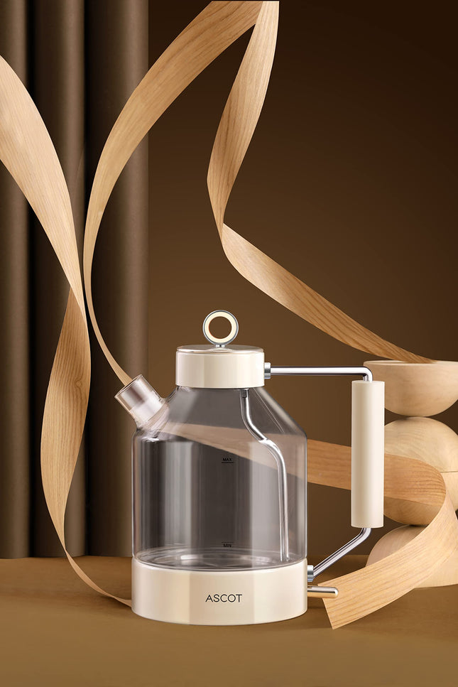 Electric Kettle, ASCOT Glass Electric Tea Kettle 1.5L 2200W Tea Heater & Hot Water Boiler, Borosilicate Glass, BPA-Free, Auto Shut-Off, Boil-Dry