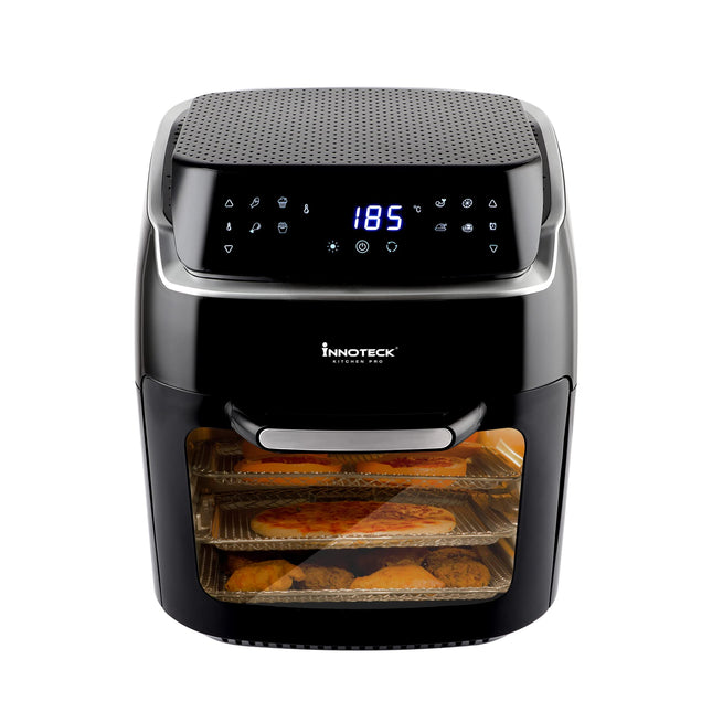 Innoteck Kitchen Pro 12L Digital Air Fryer Oven - 1800W, 8 Presets, Rotisserie function Large Digital Touch Panel Dishwasher Safe Accessories - Black