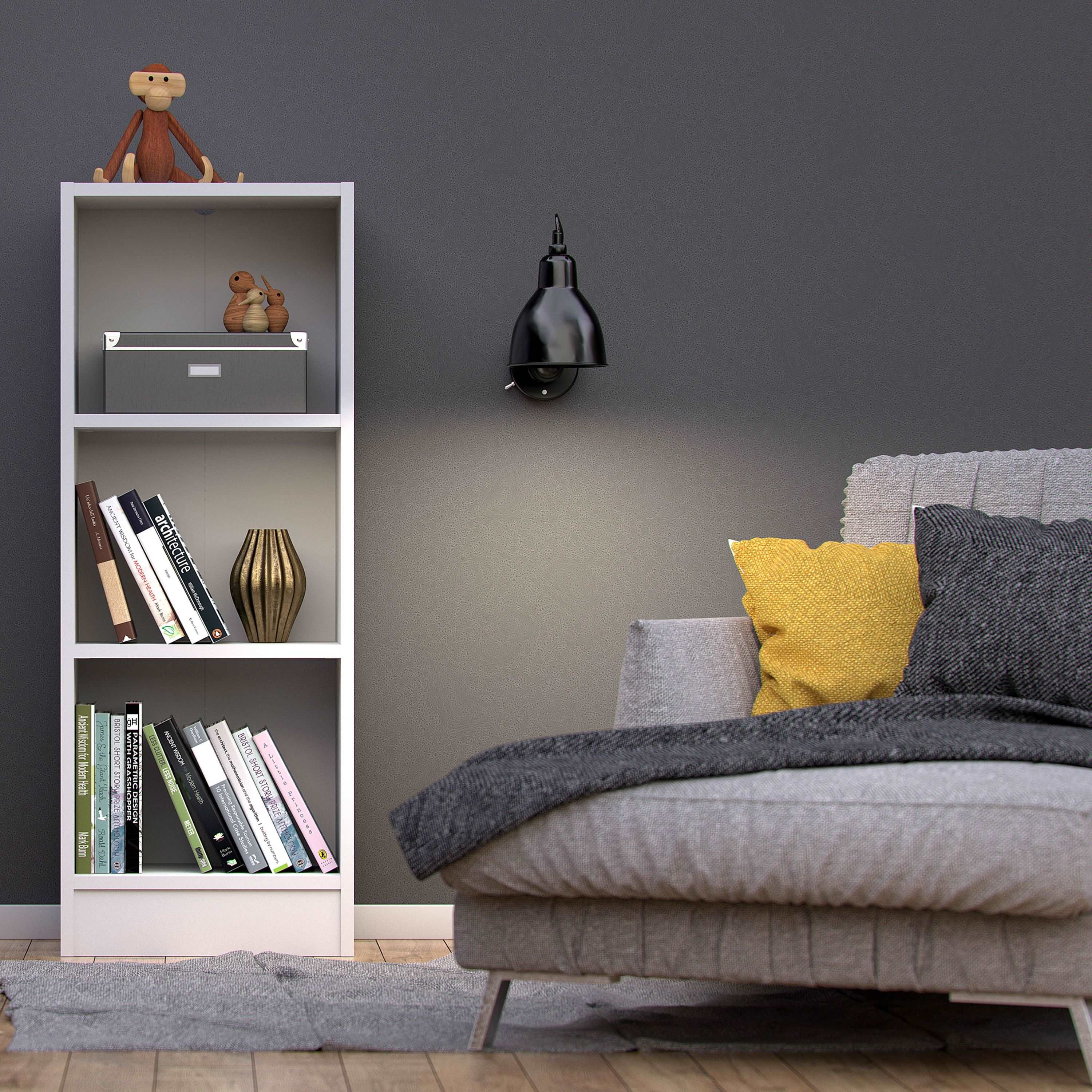 Basic Low Narrow Bookcase (2 Shelves) in White Furniture To Go Ltd