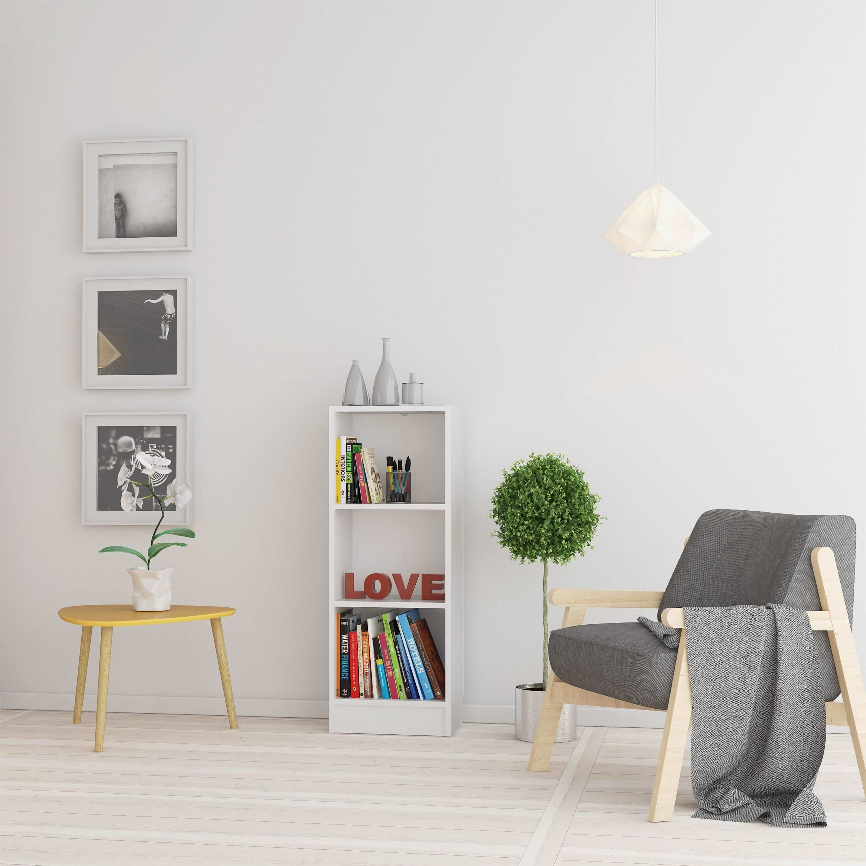 Basic Low Narrow Bookcase (2 Shelves) in White Furniture To Go Ltd