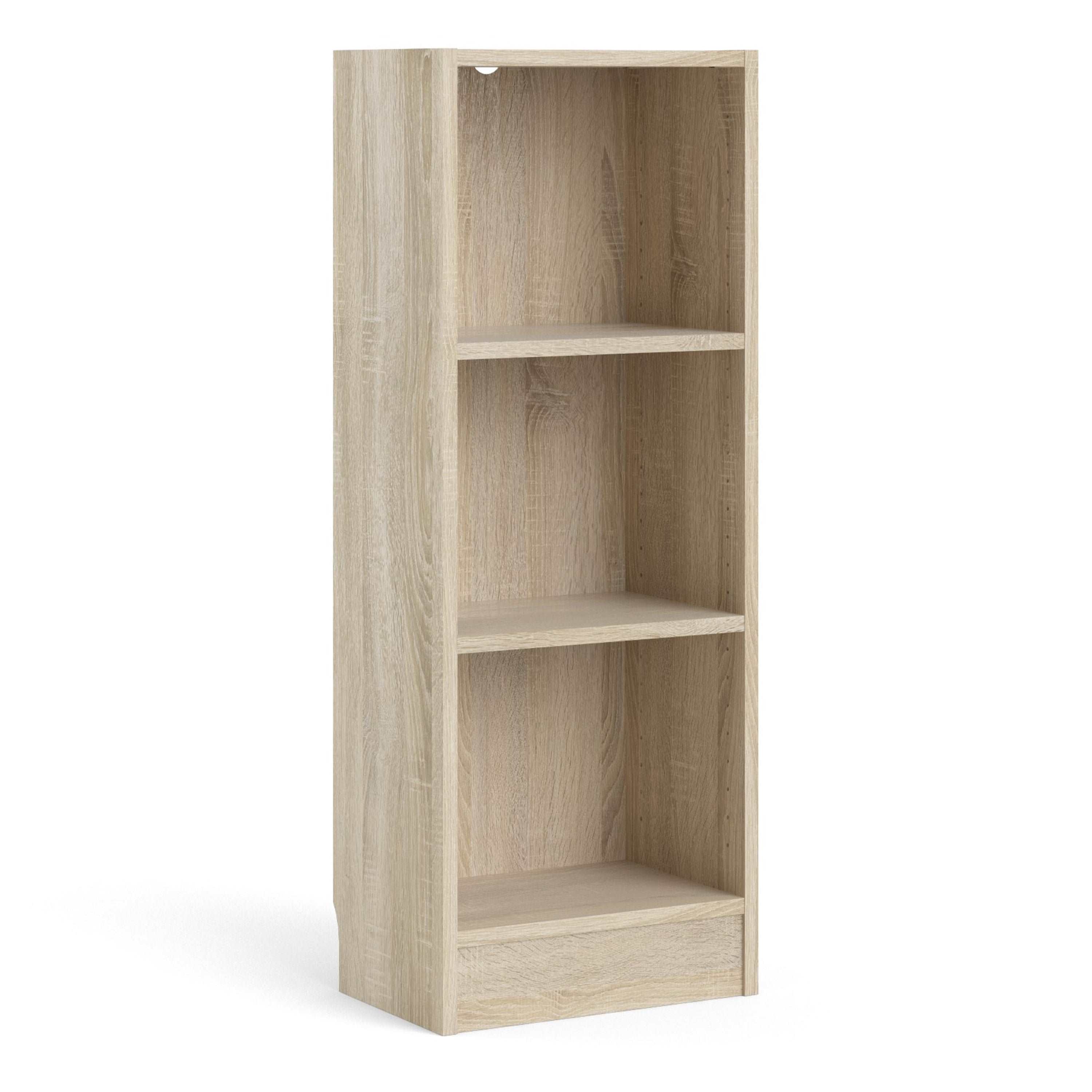 Basic Low Narrow Bookcase (2 Shelves) in Oak Furniture To Go Ltd