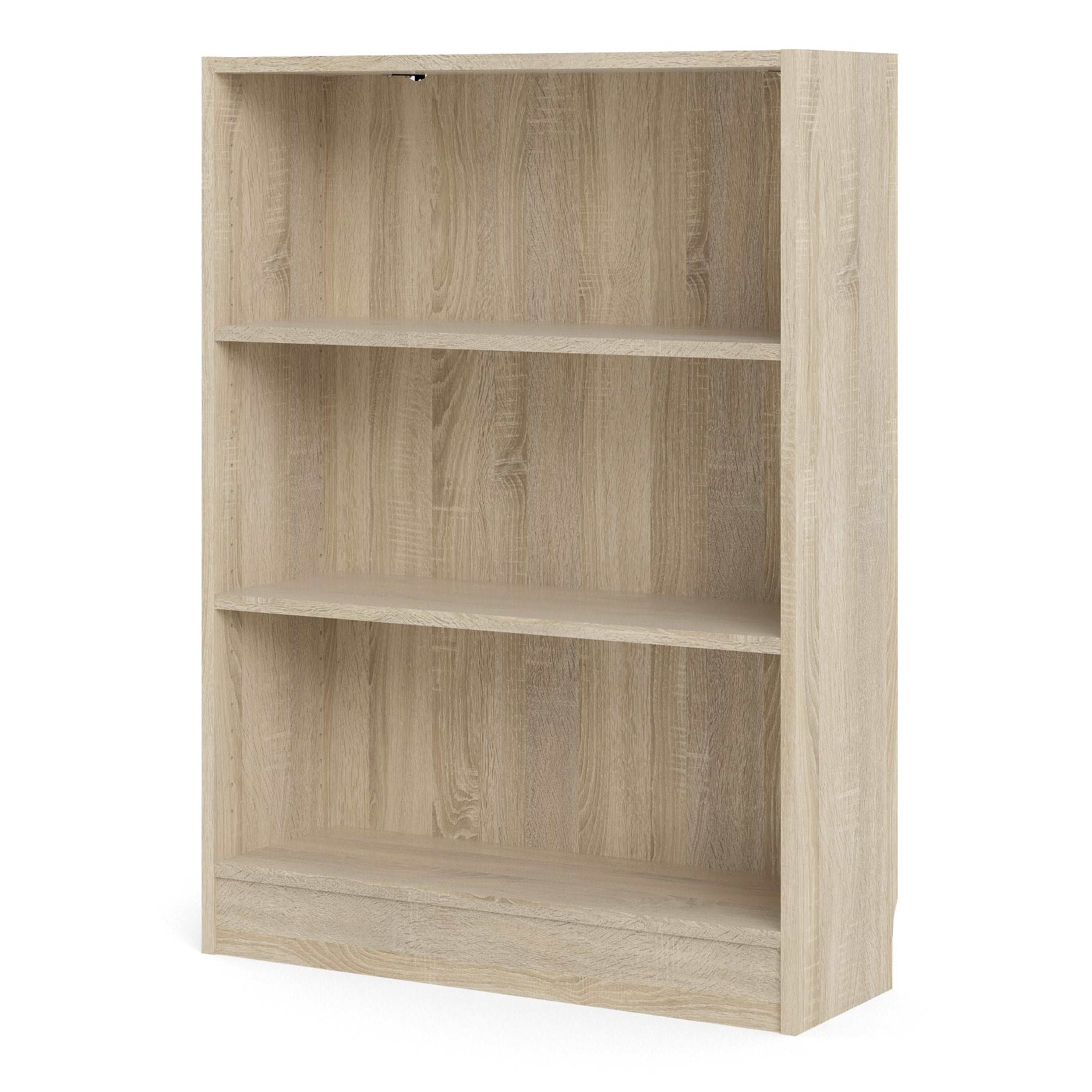 Basic Low Wide Bookcase (2 Shelves) in Oak Furniture To Go Ltd