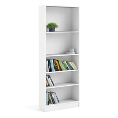 Basic Tall Wide Bookcase (4 Shelves) in White Furniture To Go Ltd