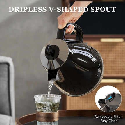Anfilank Electric Kettles Fast Boil 3000W, 1.7L Stainless Steel Kettle, BPA Free, Auto Shut-Off and Boil-Dry Protection, Black