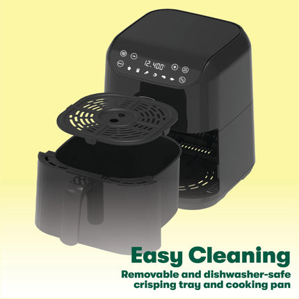 BELLA 6 L Touchscreen Air Fryer with Preset Cooking Modes and Removable Nonstick Dishwasher Safe Crisping Tray and Basket, 1500 Watt Heating System,