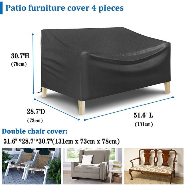 Patio Furniture Cover 4-Piece,Outdoor Garden Furniture Covers ,Upgraded 420D Heavy Duty Oxford Fabric Garden Table Cover with Air Vent Windproof Patio