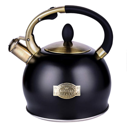 SUSTEAS Stove Top Whistling Tea Kettle-Surgical Stainless Steel Teakettle Teapot with Cool Touch Ergonomic Handle, with 1 Silicone Pinch Mitt