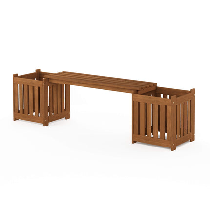 Furinno Outdoor Planter Box with Seater, Wood, Natural, 173.99 (W) x 45.46 (H) x 40.13 (D) cm