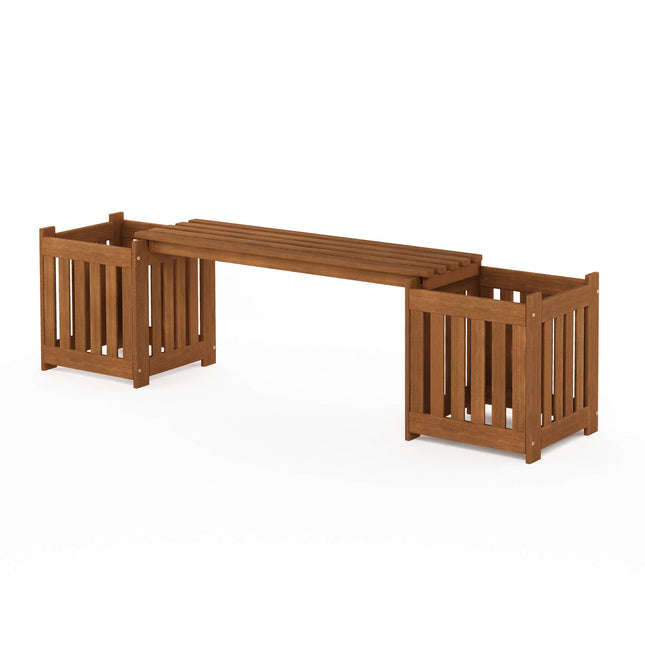 Furinno Outdoor Planter Box with Seater, Wood, Natural, 173.99 (W) x 45.46 (H) x 40.13 (D) cm