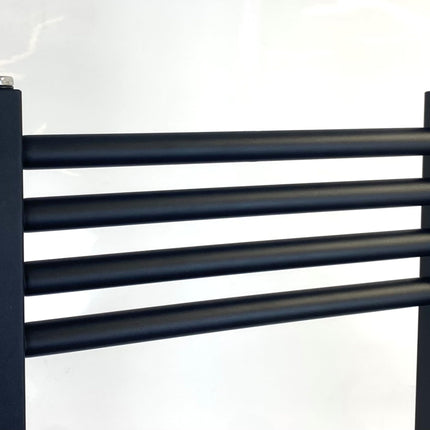 Greened House Milano Black Heated Towel Rail 400mm W x 800mm H Straight Central Heating Towel Radiator