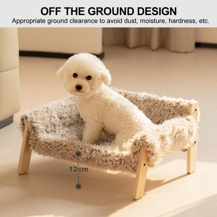 MEWOOFUN Large Cat Bed Sturdy Wooden Leg Raised Cat Sofa Bed Kitten Bed for Indoor Cats - Soft Cat Couch with Removable Cover Hold up 15kg, 56x45cm